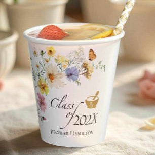 Wildflower Pharmacy School Class of Graduation Paper Cups