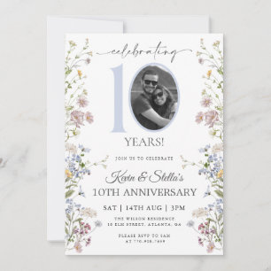 Wildflower Photo 10th Anniversary Invitation