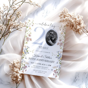 Wildflower Photo 20th Anniversary Invitation