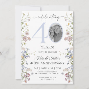 Wildflower Photo 40th Anniversary Invitation