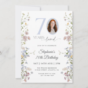Wildflower Photo 70th Birthday Invitation