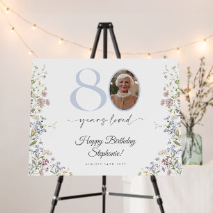 Wildflower Photo 80th Birthday Welcome Sign