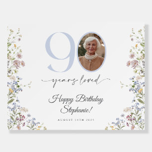 Wildflower Photo 90th Birthday Welcome Sign