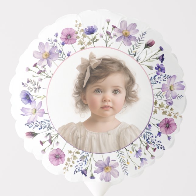 Wildflower Photo Balloon - Girl’s 1st Birthday (Front)