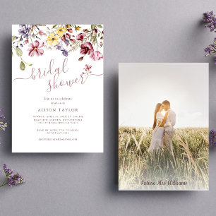 Wildflower Photo Bridal Shower Floral Invitation