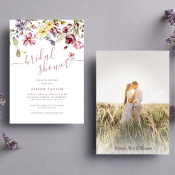 Wildflower Photo Bridal Shower Floral  Invitation by DesignsByElina at Zazzle