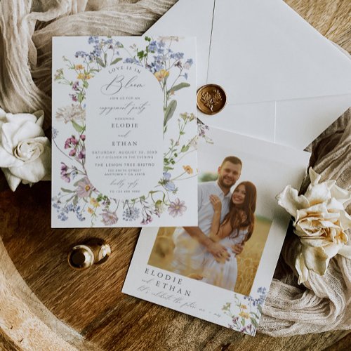 Wildflower Photo Engagement Party Invite Floral