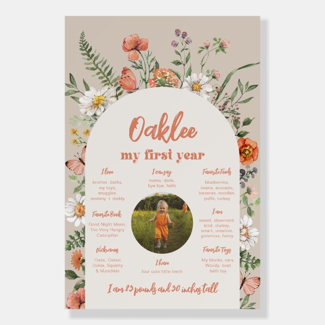 Wildflower Photo First Year Milestone Poster  (Front)