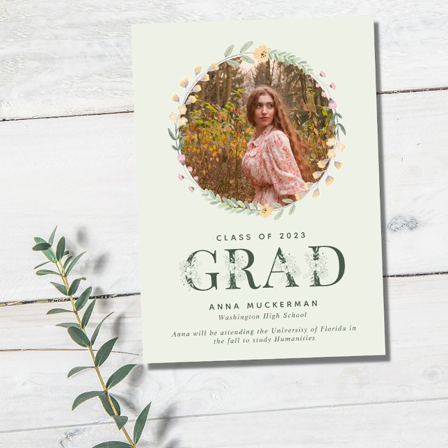 Wildflower Photo Girl Graduation Announcement (Creator Uploaded)
