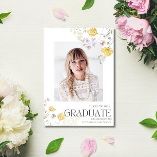 Wildflower Photo Girl High School Graduation Party Invitation