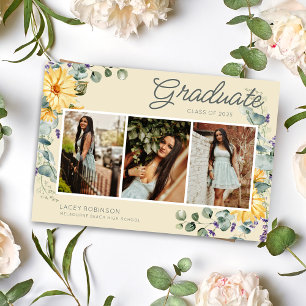 Wildflower Photo Girl High School Graduation Party Invitation