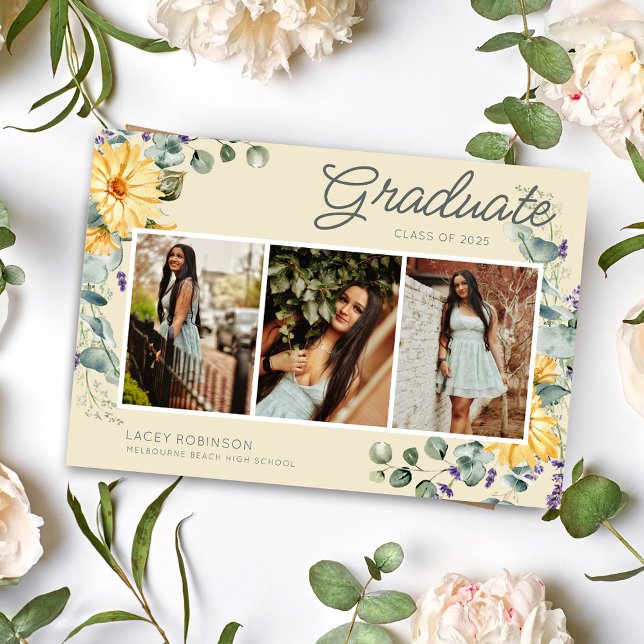Wildflower Photo Girl High School Graduation Party Invitation (Wildflower Photo Girl High School Graduation Party Invitation)