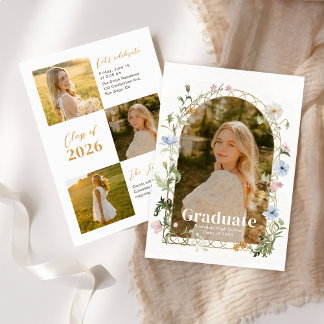Wildflower Photo Graduation Party Invitation