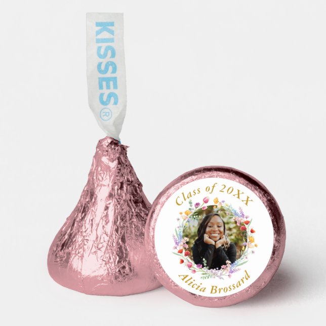 Wildflower Photo Graduation Party Thank You Hershey®'s Kisses® (Front)