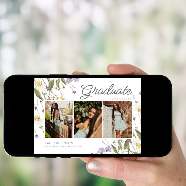 Wildflower Photo High School Graduation Party  Invitation (Front Digital)