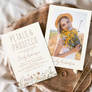 Wildflower Photo Petals & Prosecco Bridal Shower Flyer