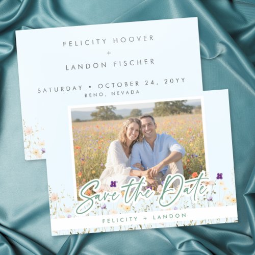 Wildflower Photo Save the Date Rustic Wedding Letterpress Photo Cards