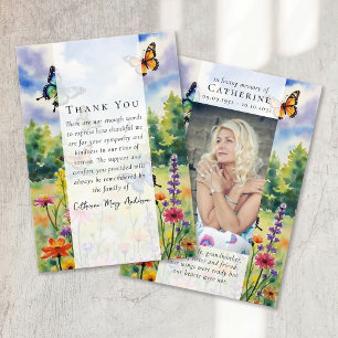 Wildflower Photo Sympathy Funeral Memorial Thank You Card