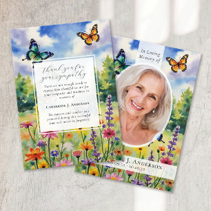 Wildflower Photo Sympathy Funeral Memorial Thank You Card