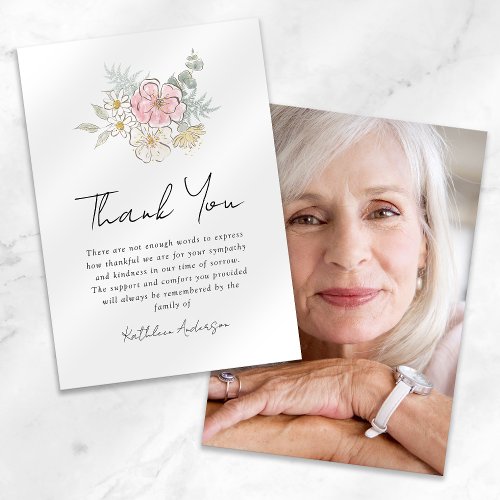 Wildflower Photo Sympathy Funeral  Thank You Card