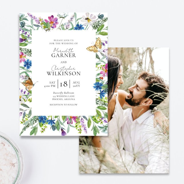 Wildflower Photo Wedding Invitation (Creator Uploaded)