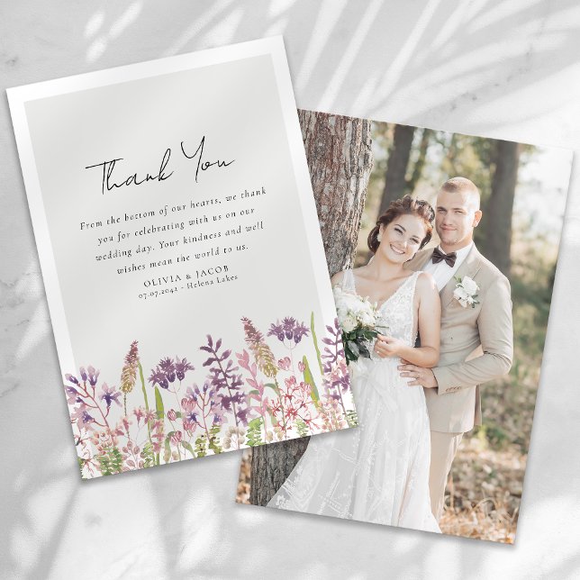 Wildflower Photo Wedding Thank You Card (Creator Uploaded)