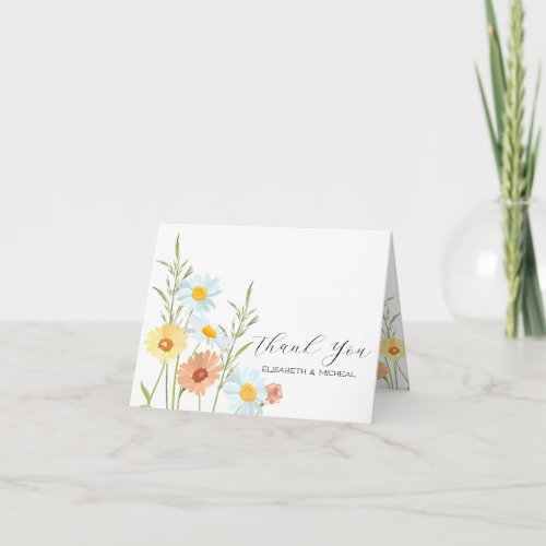 Wildflower Photo Wedding Thank You Cards 