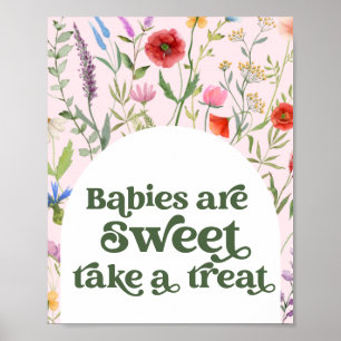 Wildflower Pink Baby Shower Take a Treat Sign
