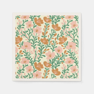 Wildflower Pink Blooms Floral Baby Shower Custom Napkins