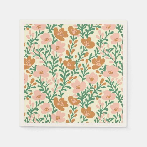 Wildflower Pink Blooms Floral Baby Shower Custom Napkins