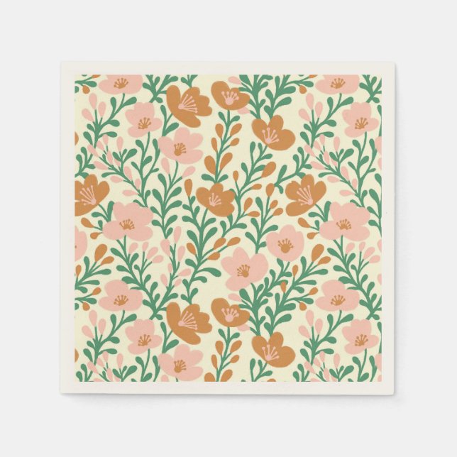 Wildflower Pink Blooms Floral Baby Shower Custom Napkins (Front)