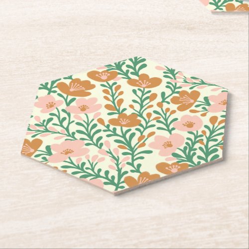 Wildflower Pink Blooms Floral Baby Shower Custom Paper Coaster