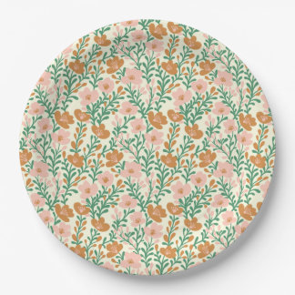 Wildflower Pink Blooms Floral Baby Shower Custom Paper Plates