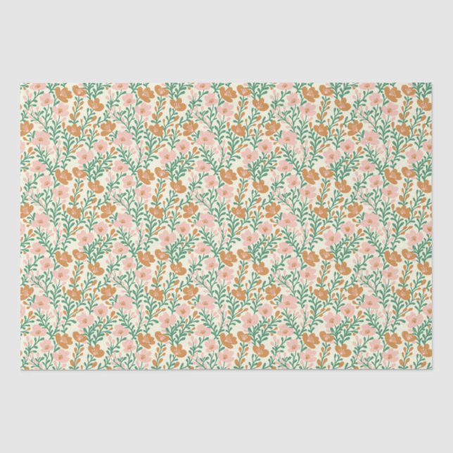 Wildflower Pink Blooms Floral Baby Shower Custom Tissue Paper (Front)