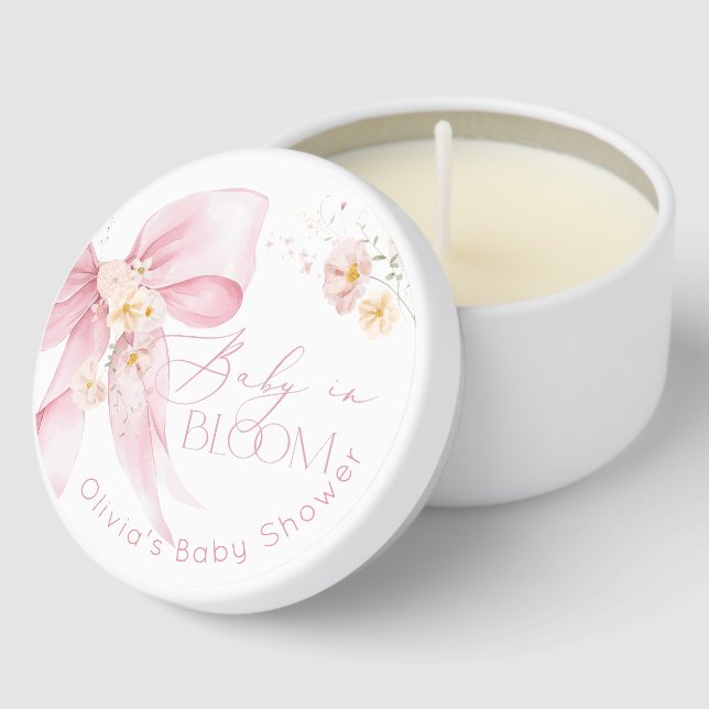 Wildflower Pink Bow Baby in Bloom Mini Candle Favors (Corner)