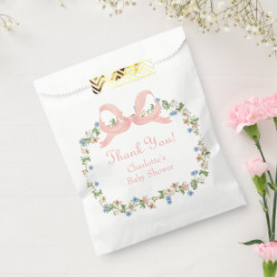 Wildflower Pink Bow Baby Shower Favor Bag