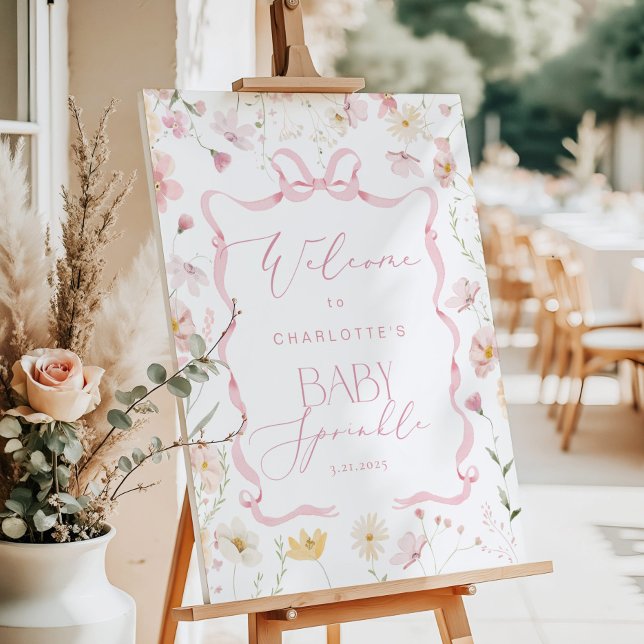 Wildflower Pink Bow Baby Sprinkle Welcome Foam Board (Creator Uploaded)