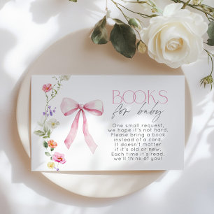 Wildflower Pink Bow Books for baby ticket Enclosure Card