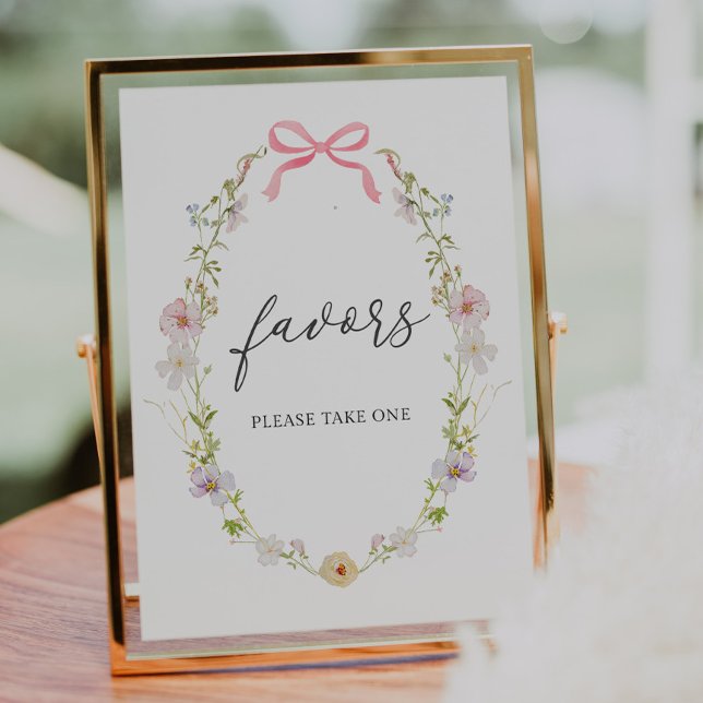 Wildflower Pink Bow Favors Shower Sign (Creator Uploaded)