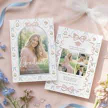 Wildflower Pink Bow Four Photo Graduation