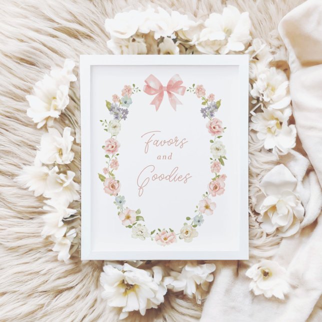 Wildflower Pink Bow Girls Favors & Goodies Sign (Creator Uploaded)