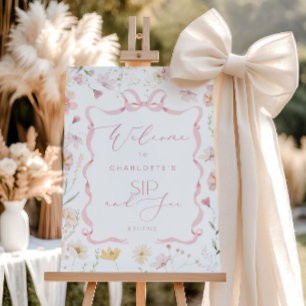 Wildflower Pink Bow Sip ans See Welcome Foam Board