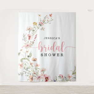Wildflower Pink Bridal Shower Backdrop Decor