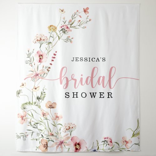 Wildflower Pink Bridal Shower Backdrop Decor