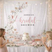 Wildflower Pink Bridal Shower Backdrop Decor