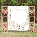 Wildflower Pink Bridal Shower Backdrop Decor<br><div class="desc">This design features a delicate bouquet of painted wildflowers and greenery along with a lovely combination of modern and rustic fonts. See the entire collection for more matching items!</div>