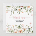 Wildflower Pink Bridal Shower Thank You Card