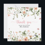Wildflower Pink Bridal Shower Thank You Card<br><div class="desc">This design features a delicate bouquet of painted wildflowers and greenery along with a lovely combination of modern and rustic fonts. See the entire collection for more matching items! Watch our video on 'How to Edit in Zazzle' at YouTube.com/CreativeUnionDesign</div>