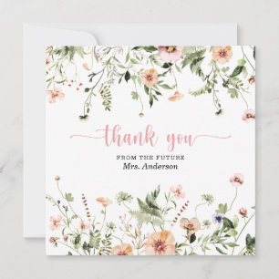 Wildflower Pink Bridal Shower Thank You Card