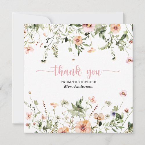 Wildflower Pink Bridal Shower Thank You Card